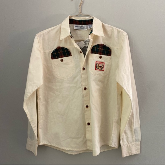 Vintage Other - Vintage NWT The Eagle’s Eye long sleeve kids boys girl patch button down shirt